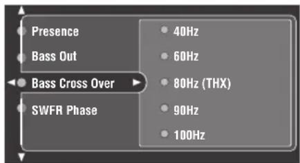 YAMAHA RX-V2600 - Bass Cross Over (Bass-Übergangsfrequenz) - 1