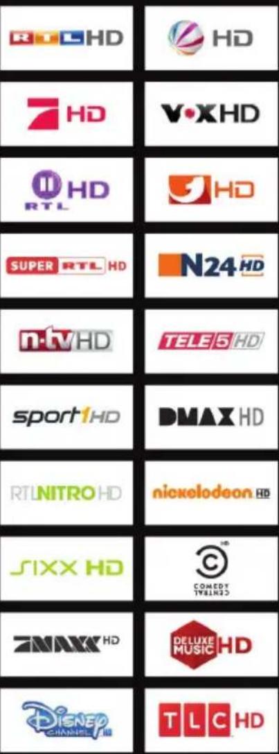 RTLHD HD 7HD VXHD HHD RTL HD SUPER RTL HD N24 HD nVHD TELE5 HD sport1HD DMAX HD RTLNITRO HD nickelodeon HD SIXX HD COMEDY TALING ZMAX HD DELUXE MUSIC HD DISNER CHANNEL HD TLCHD