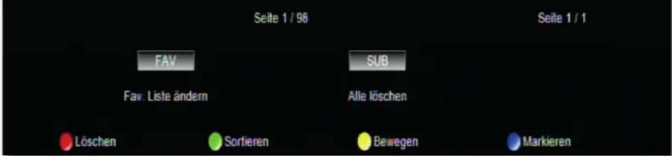 Seite 1 / 98 Seite 1 / 1 FAV SUB Fav. Liste ändern Alle löschen Löschen Sortieren Bewegen Markieren