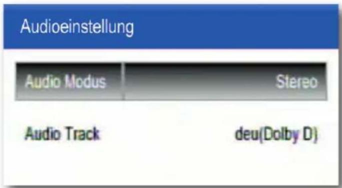 Audioeinstellung Audio Modus Stereo Audio Track deu(Dolby D)