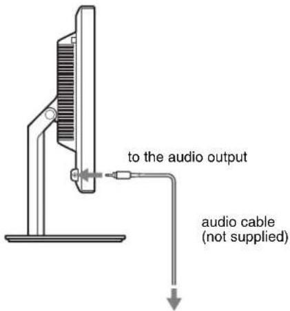 to the audio output audio cable (not supplied)