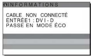 INFORMATIONS CABLE NON CONNECTÉ ENTRÉE1 : DVI - D PASSE EN MODE ÉCO