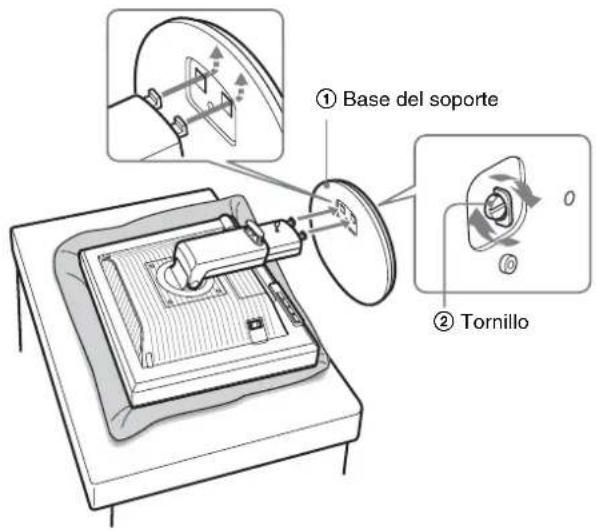 ① Base del soporte ② Tornillo