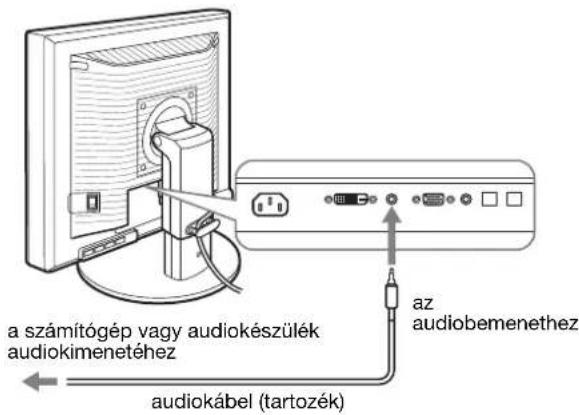 a számítógép vagy audiokészülék audiokimenetéhez az audiobemenethez audiokábel (tartozék)