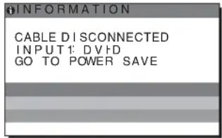 INFORMATION CABLE DISCONNECTED INPUT: DVHD GO TO POWER SAVE