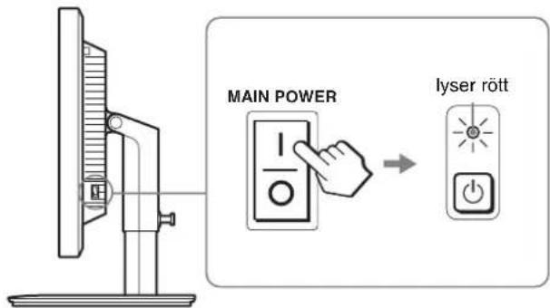 MAIN POWER lyser rött