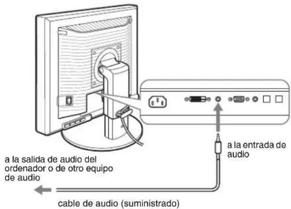 a la salida de audio del ordenador o de otro equipo de audio a la entrada de audio cable de audio (suministrado)
