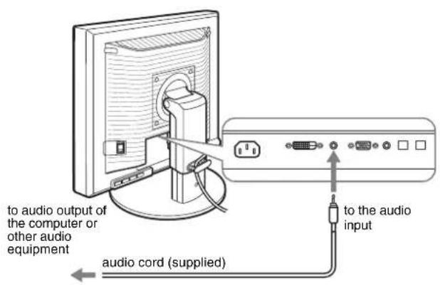 to audio output of the computer or other audio equipment audio cord (supplied) to the audio input