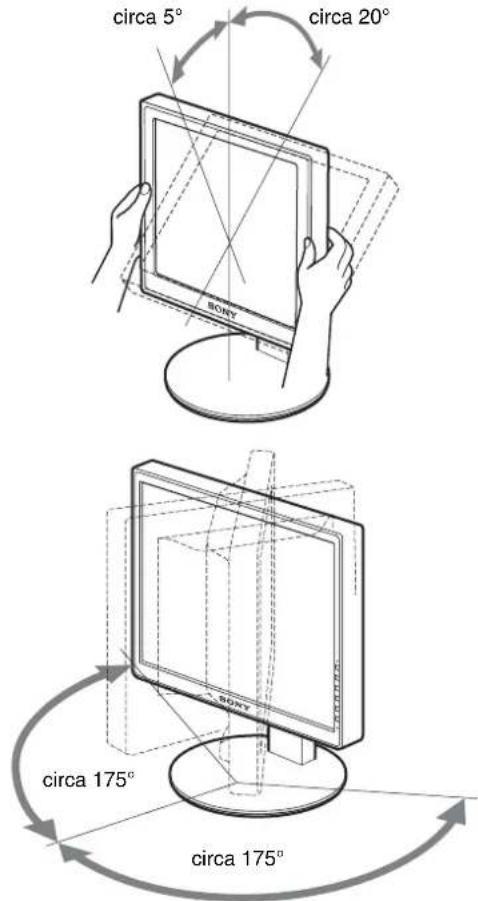 SONY SDM-S205 - Installazione 8: Regolazione dell'inclinazione e dell'altezza - 1