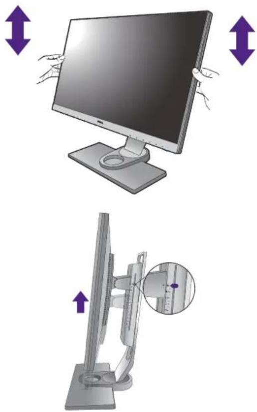 BENQ SW2401PT - Adjusting the monitor height - 1