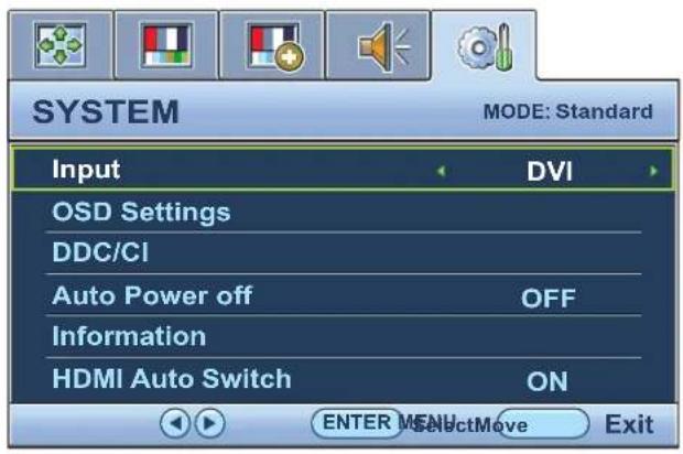 BENQ V2220H - System menu - 1