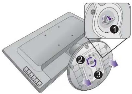 BENQ GW2760 - Press the locking clips to detach the monitor base from the monitor stand arm. - 4