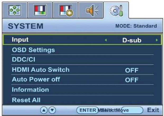 BENQ GW2450 - System menu - 1