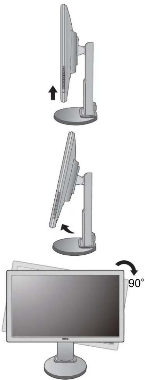 BENQ GW2450 - Rotate the monitor 90 degrees clockwise as illustrated. - 2