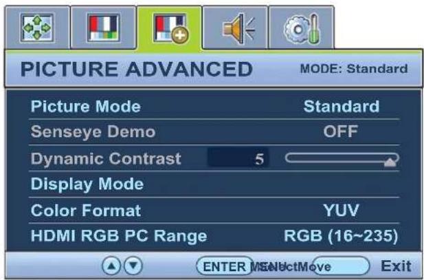 BENQ GW2450 - Picture Advanced menu - 1