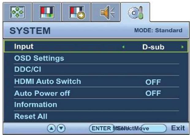 BENQ GW2255 - System menu - 1
