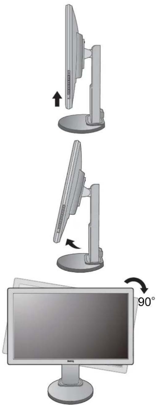 BENQ GL951AM - Rotate the monitor 90 degrees clockwise as illustrated. - 2