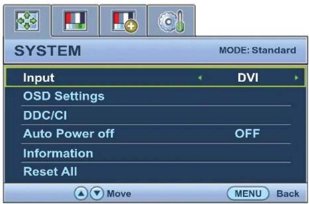 BENQ GL941 - System menu - 1