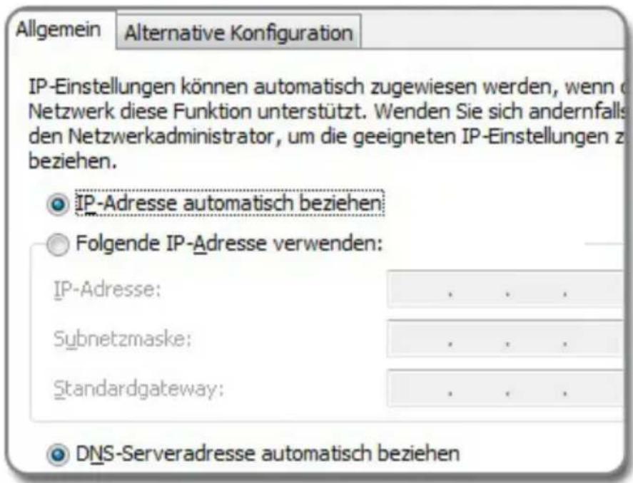 AVM Fritz!Box 7240 Fon WLAN - Automatischen Bezug der IP-Adresse aktivieren - 1