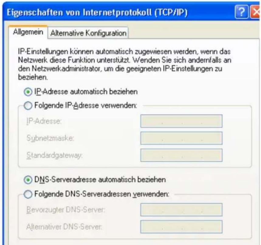 AVM Fritz!Box 7112 Fon WLAN - IP-Adresse automatisch beziehen in Windows XP - 1