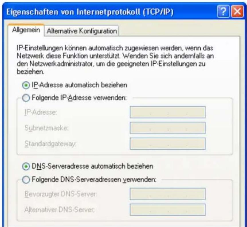AVM Fritz!Box 7170 SL Fon WLAN - IP-Adresse automatisch beziehen in Windows XP - 1