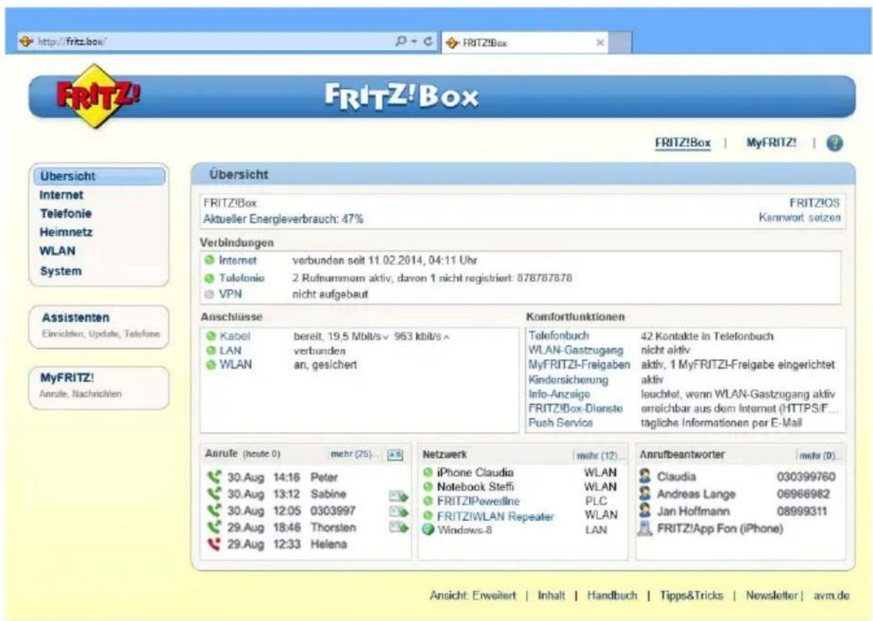 AVM Fritz!Box 6340 - Übersicht: FRITZ!Box auf einen Blick - 1