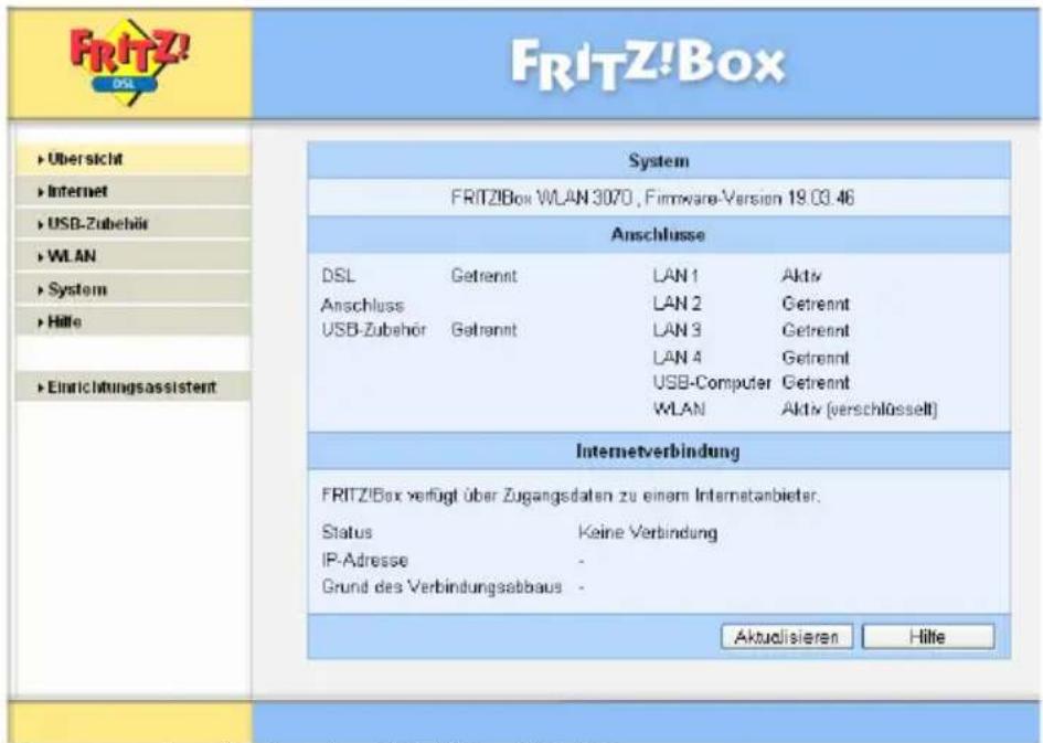 AVM Fritz!Box 3070 WLAN - Öffnen der Benutzeroberfläche - 2