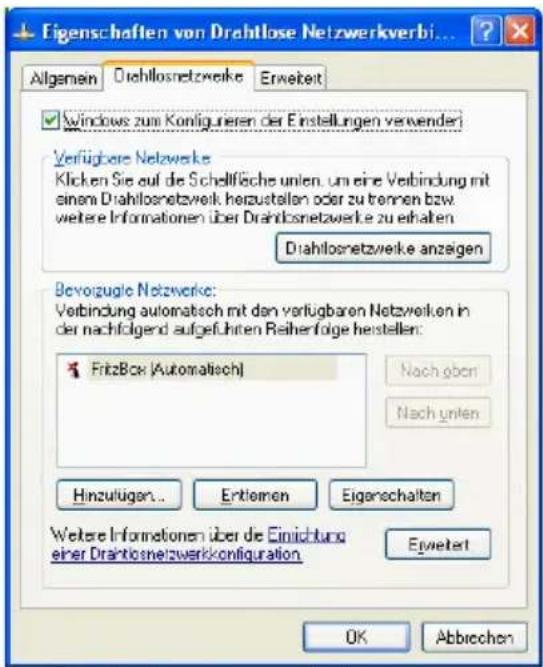 AVM Fritz!Box 3030 WLAN - WLAN-Verbindung mit den WLAN- Verbindungseinstellungen in Windows XP aufbauen - 3