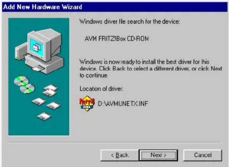 AVM Fritz!Box Fon WLAN 705 - Installing the USB Drivers for FRITZ!Box Fon WLAN in Windows 98 - 2