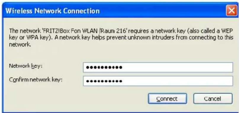 AVM Fritz!Box Fon WLAN 705 - Setting up a WLAN Connection with the WLAN Connection Settings in Windows XP - 5