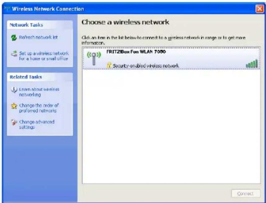 AVM Fritz!Box Fon WLAN 705 - Setting up a WLAN Connection with the WLAN Connection Settings in Windows XP - 3