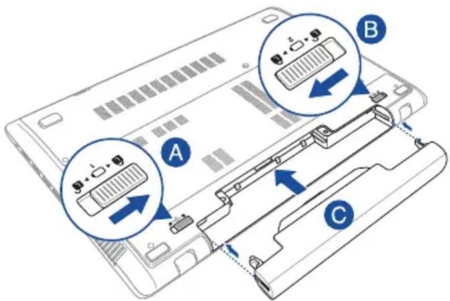 ASUS Pro Essential P751 - Einsetzen des Akkus:. - 1