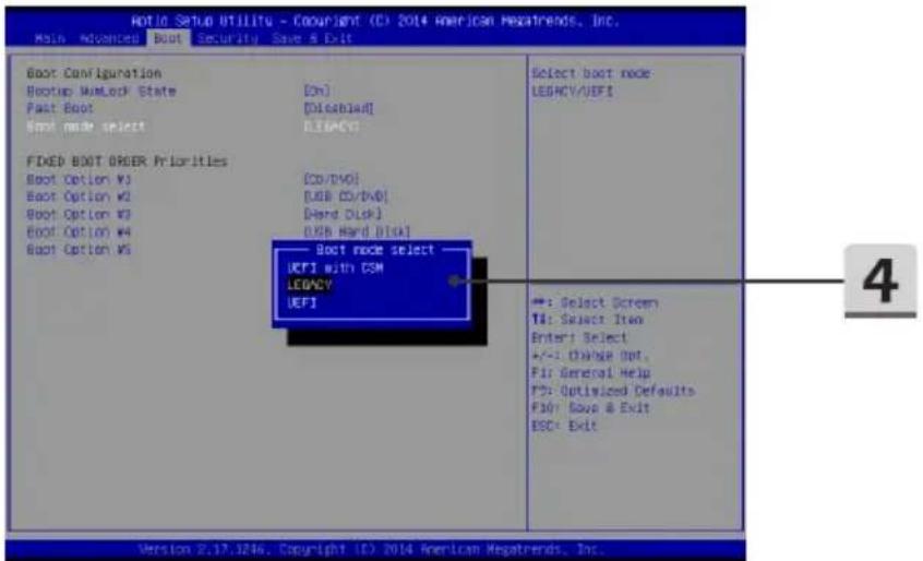 Auto Setup Utility - Copyright (C) 2014 American Megatrends, Inc. Main: Advanced Boot Security Save & Exit Boot Configuration Boottop WinLock State Fast Boot Boot mode select FIXED BOOT ORDER Priorities Boot Option V3 Boot Option V2 Boot Option V3 Boot Option V4 Boot Option V5 [On] [Dischload] REACHS ECO/DMO [USB CytbV6] [Hard Disk] [USB Hard Disk] Boot mode select UEFI with CSN LECHY UEFI Select boot node LECHY/UEFI **: Select Screen T1: Select Item Enter! Select +/-: Change Opt. F1: General Help F2: Optimized Defaults F30: Save & Exit ESC: Exit Version 2.17.1246. Copyright (C) 2014 American Megatrends, Inc. 4