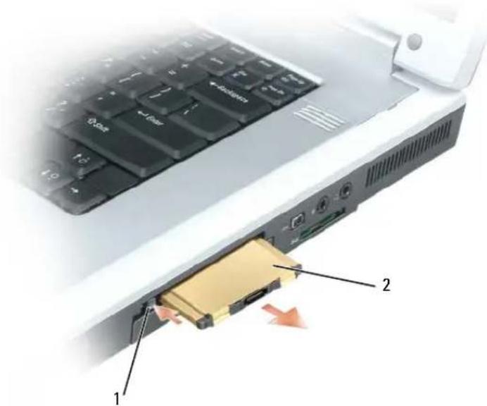 DELL Inspiron E1705 - Entfernen einer ExpressCard oder einer Platzhalterkarte - 3