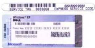 DELL Inspiron XPS - Service Tag and Microsoft Windows License - 1