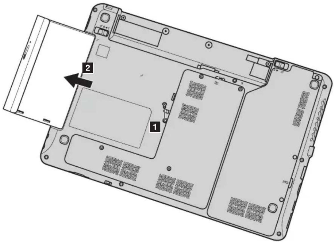 LENOVO IdeaPad Z360 - Removing the optical drive - 1