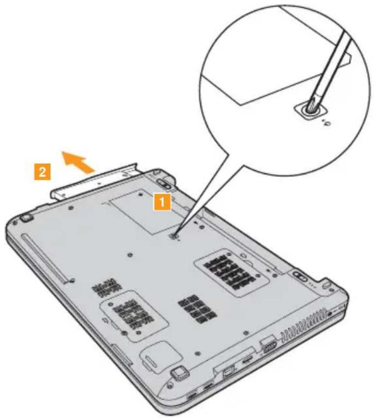 LENOVO IdeaPad U450p - Removing the optical drive - 1
