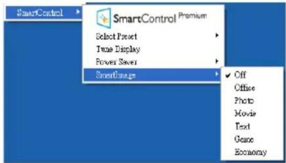 SmartControl SmartControl Premium Select Project True Display Power Saver SmartImage Off Office Photo Movie Text Game Economy