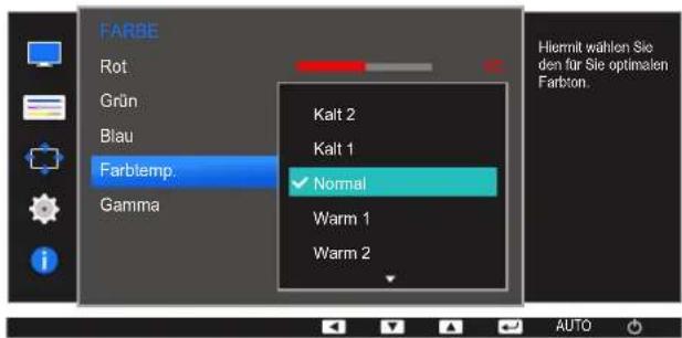 SAMSUNG SyncMaster S19E200NY - Konfigurieren der Einstellungen für die Farbtemp. - 1