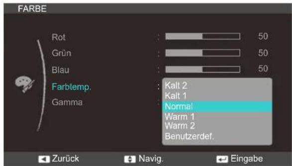 SAMSUNG SyncMaster S23C350B - Konfigurieren der Einstellungen für die Farbtemp. - 1