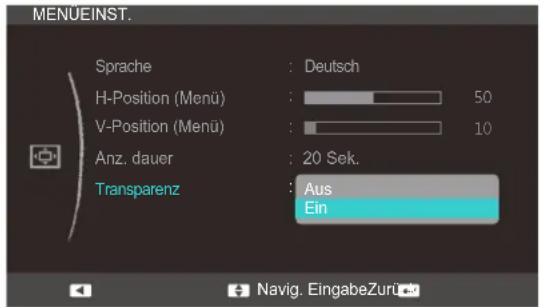 SAMSUNG SyncMaster S23C570H - Ändern des Transparenz - 1