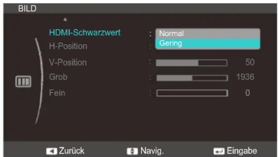 SAMSUNG SyncMaster S19C350NW - Konfigurieren der Einstellungen für den HDMI-Schwarzwert - 1