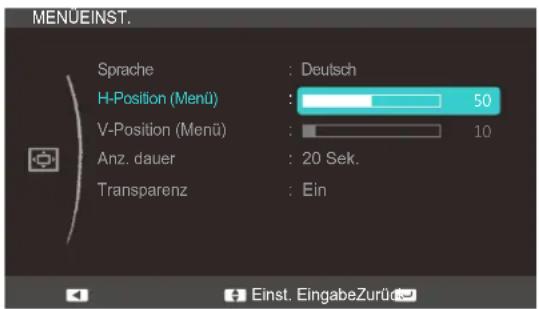 SAMSUNG SyncMaster S19C350NW - Konfigurieren von H-Position (Menü) und V-Position (Menü) - 1