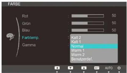 SAMSUNG SyncMaster S19C300N - Konfigurieren der Einstellungen für die Farbtemp. - 1