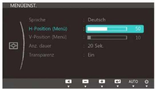 SAMSUNG SyncMaster S19C300F - Konfigurieren von H-Position (Menü) und V-Position (Menü) - 1