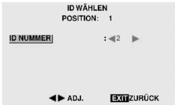 ID WÄHLEN POSITION: 1 ID NUMMER : ←2 ► ◄► ADJ. EXIT ZURÜCK