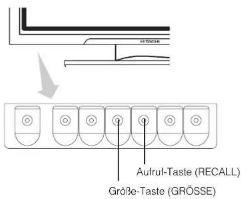 HITACHI Aufruf-Taste (RECALL) Größe-Taste (GRÖSSE)