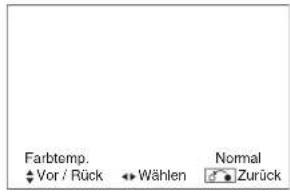 Farbtemp. ♦Vor / Rück ↔ Wählen Normal Zurich