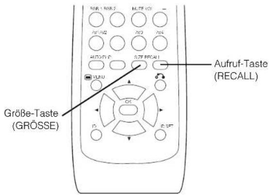 Aufruf-Taste (RECALL) Größe-Taste (GRÖSSE)