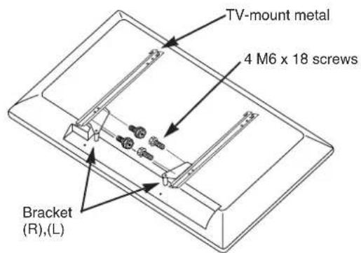 TV-mount metal 4 M6 x 18 screws Bracket (R),(L)